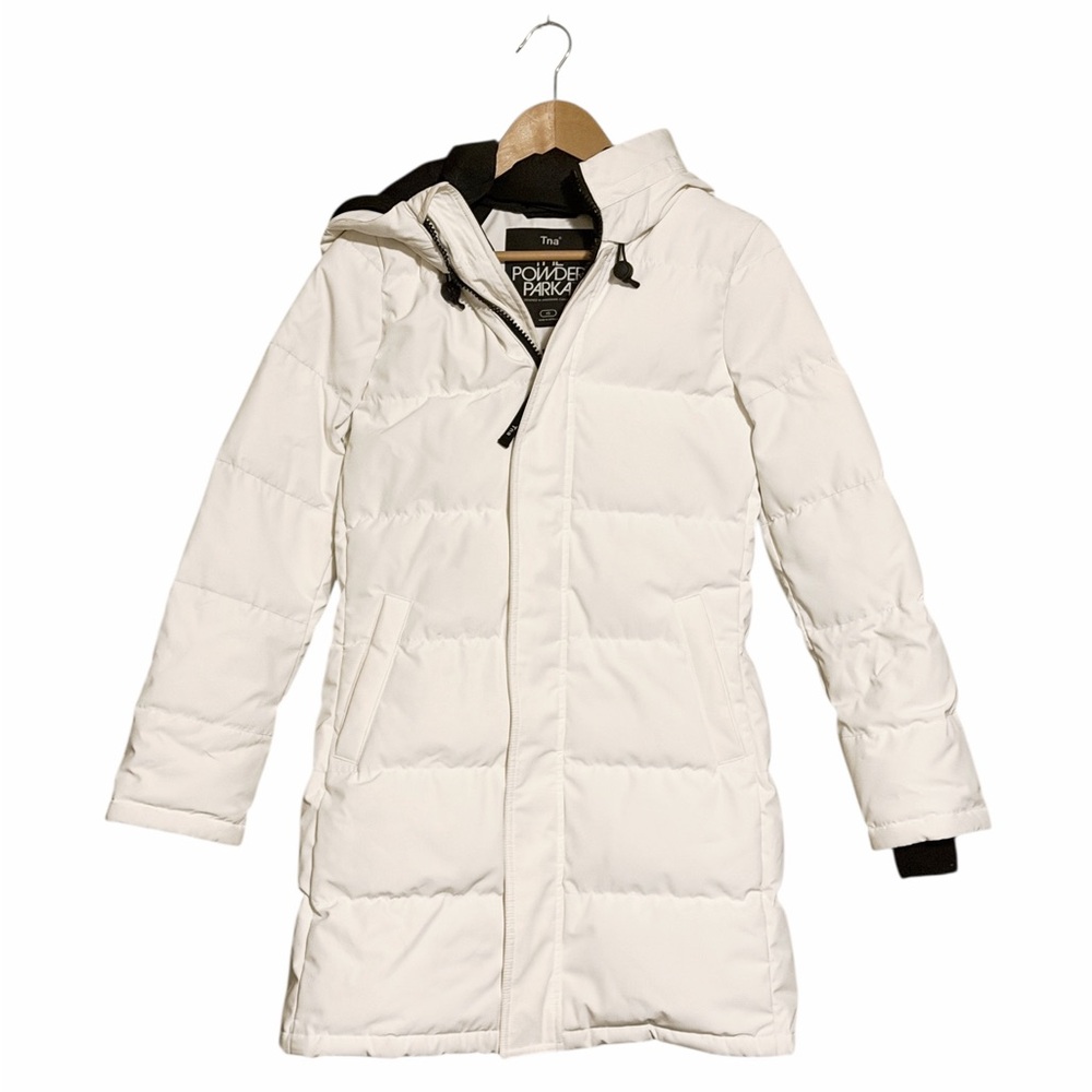 Aritzia White Hooded Powder Parka Puffer